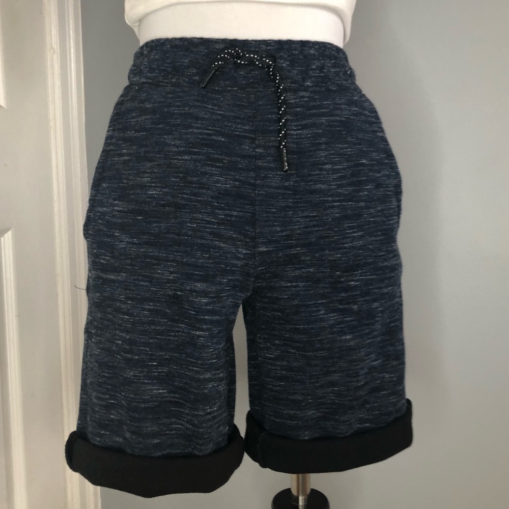 Heather Navy Drawstring Long Sweatshort - Picture 3 of 9